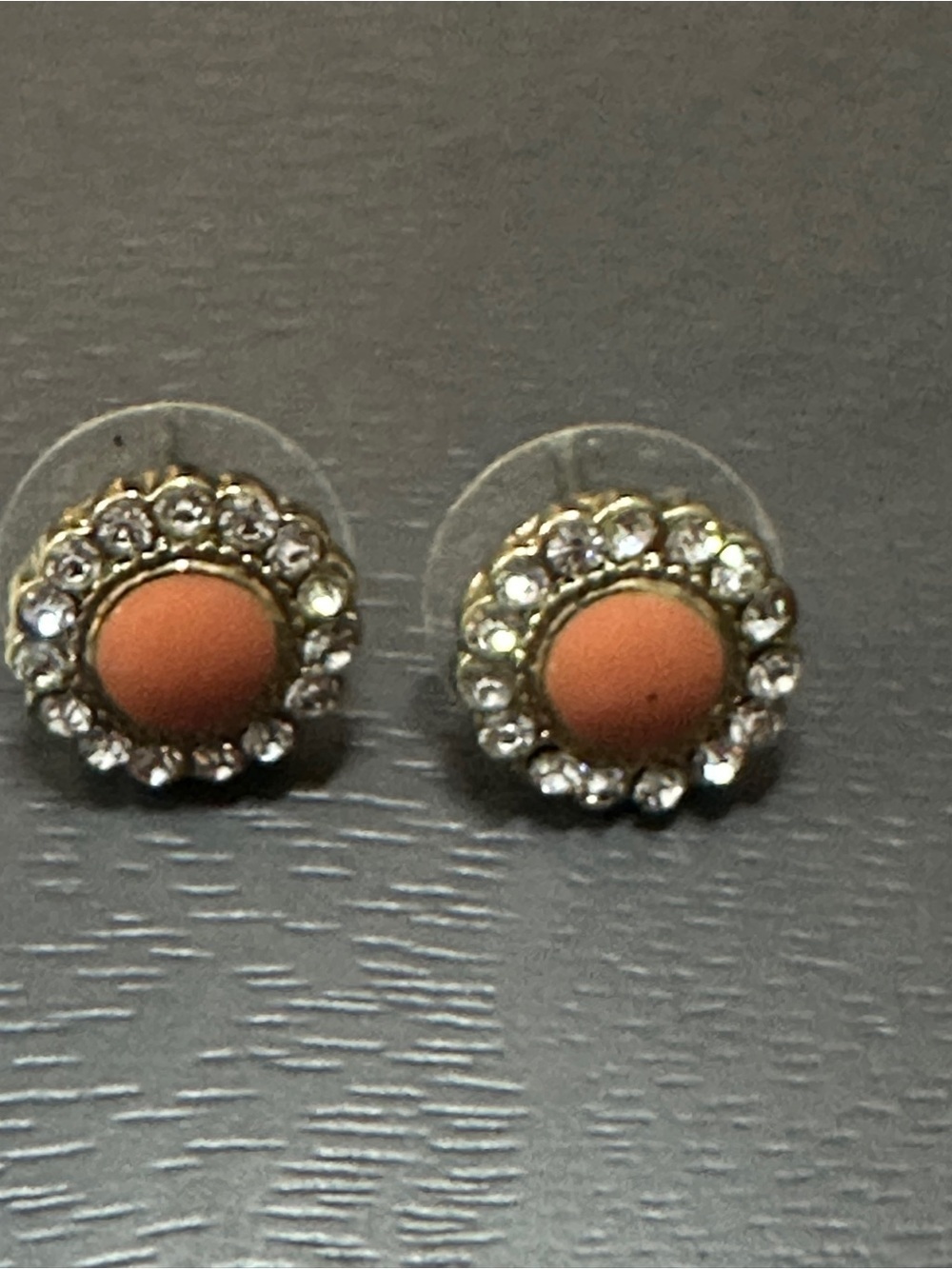 Orange Crystal Halo Stud Earrings - Women's Fashion Jewelry